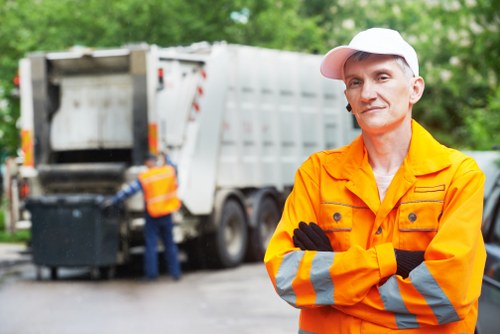 Construction site with waste being cleared